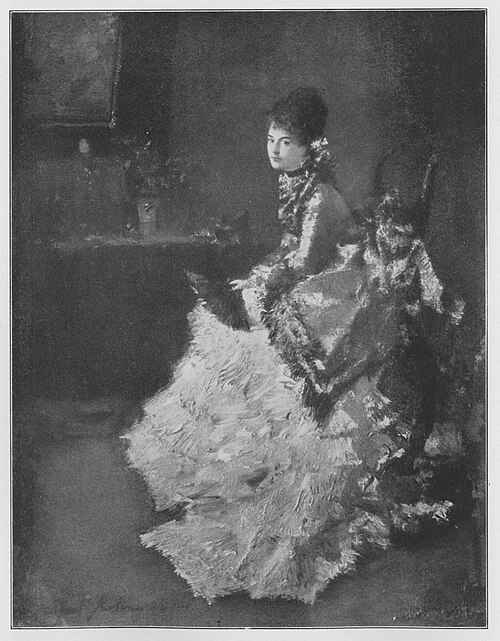 Dame in Weiß und Blau, 1874, Albert von Keller