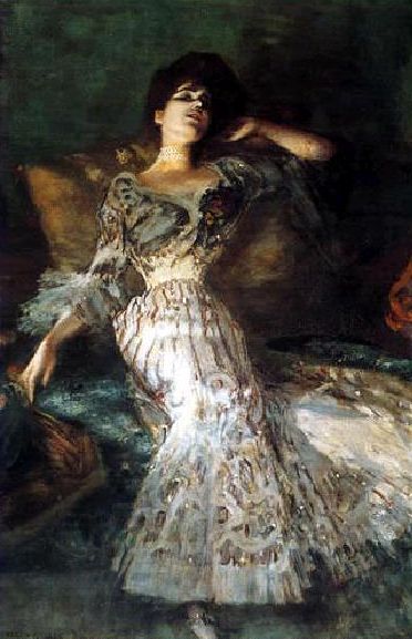 Gisela von Wehner in grosser Toilette, 1906, Albert von Keller