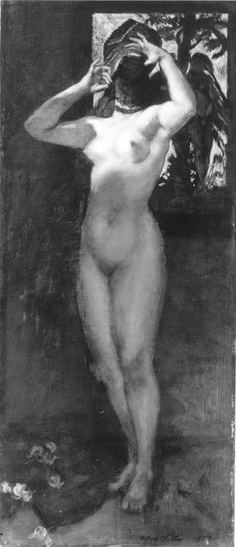 Weiblicher Akt mit Maske, 1877, Albert von Keller