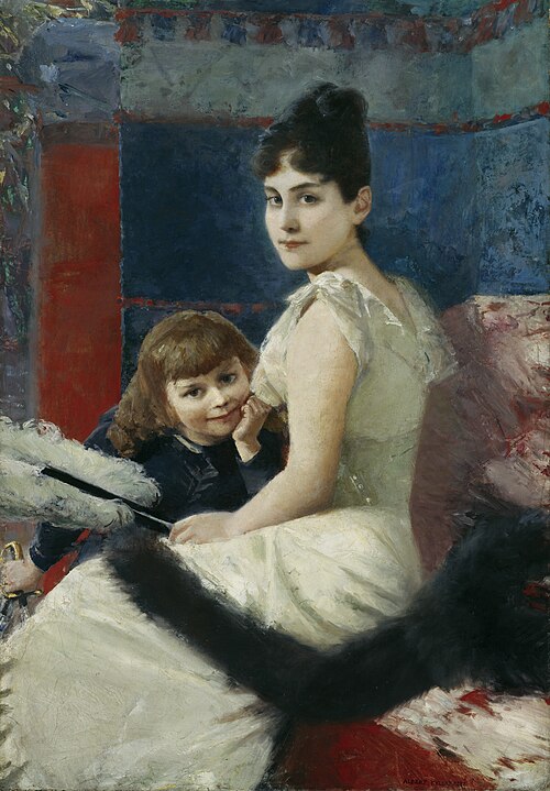 Irene von Keller mit Sohn Balthasar, 1888, Albert von Keller