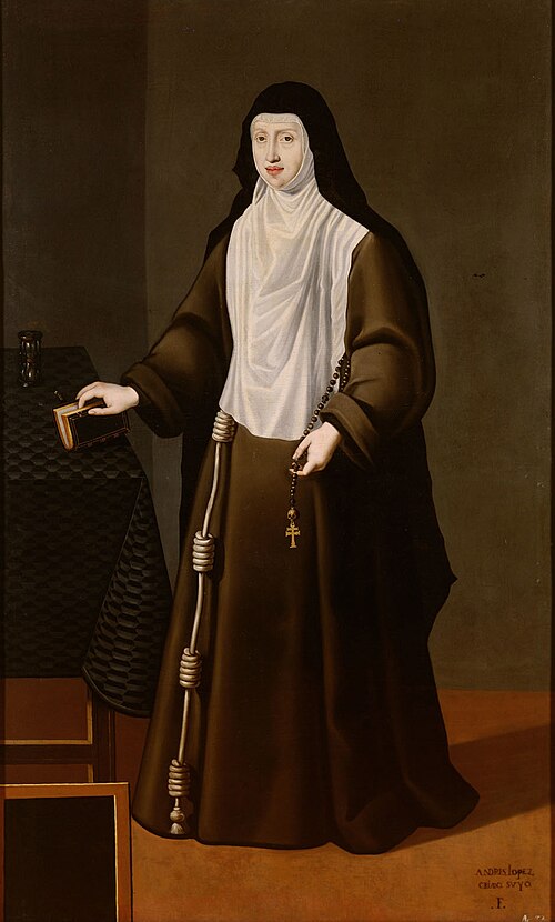 Archiduquesa Margarita (1567-1633), hija de Maximiliano II como monja en figura completa, 1608, Andrés López Polanco