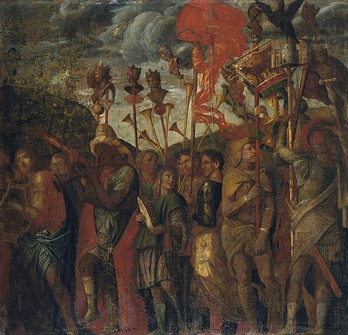 The Triumphs of Caesar: 8. The Musicians, 1488, Andrea Mantegna