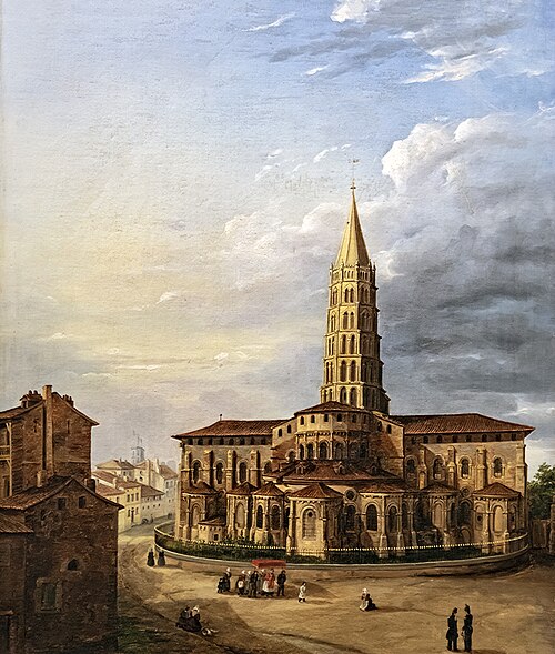 La basilique Saint-Sernin, vue du chevet, 1845, Claire Arnoux