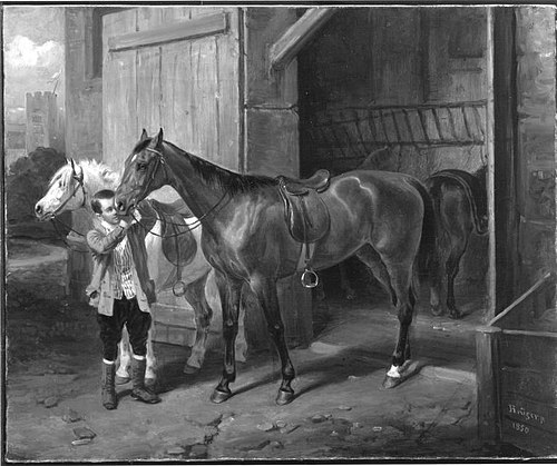 Pferde und Stallbursche, 1850, Franz Krüger
