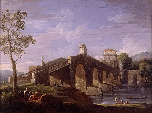 Landscape with large Bridge, 1705, Jan Frans van Bloemen
