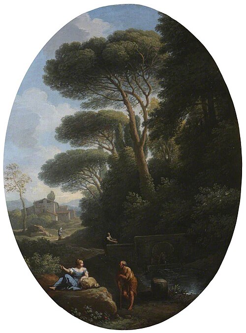 A Classical Landscape with a Man and a Woman conversing, 1720, Jan Frans van Bloemen