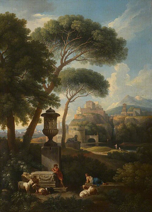 A Classical Landscape with an Urn, Shepherds and Goats, 1715, Jan Frans van Bloemen