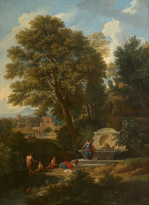 A Classical Landscape with Ladies bathing near a Fountain, 1715, Jan Frans van Bloemen