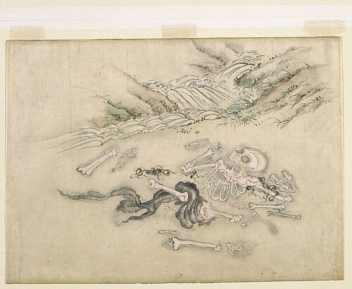 Eighth contemplation : The scattering of the bones, 1680, Kinugasa Morishige