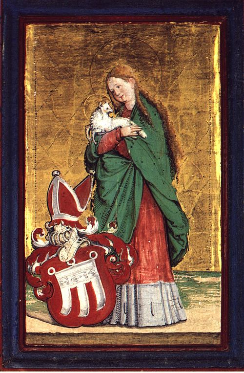 Heilige Agnes mit dem Wappen der Gräfin von Werdenberg, 1531, Maître de Meßkirch