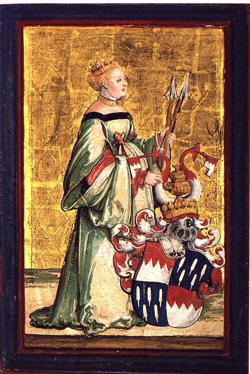 Heilige Ursula mit dem Wappen der Schenken von Limburg, 1531, Maître de Meßkirch