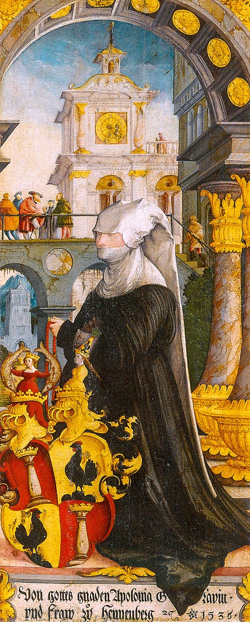 Die kniende Stifterin Gräfin Apollonia von Henneberg – Christus am Ölberg, 1536, Maître de Meßkirch