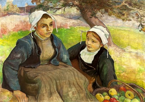 Two Breton women with a basket of apples., 1897, Władysław Ślewiński