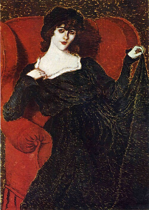 Zorka Bányai in a Black Dress, 1919, József Rippl-Rónai