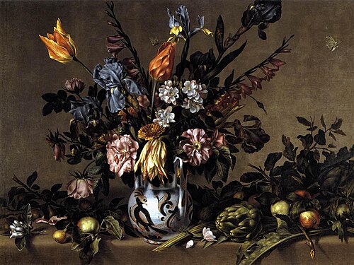 Still-Life with Flowers, Artichokes and Fruit, 1660, Antonio Ponce