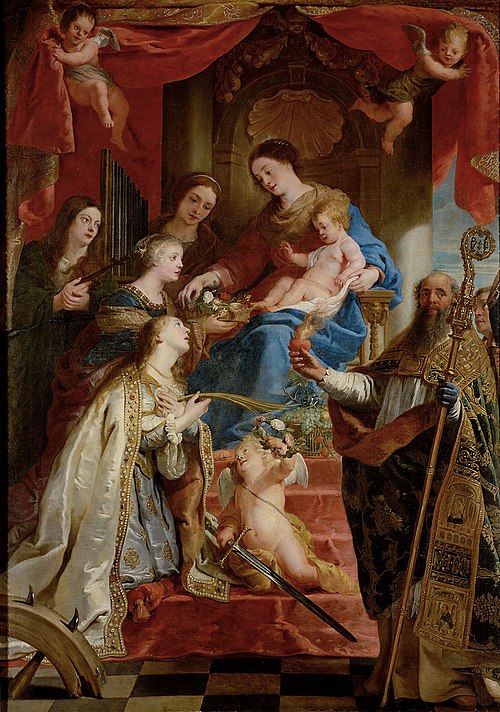 Virgin with child and saints Maria Magdalen, Cecilia, Dorothea, Catharina and Augustine, 1638, Gaspar de Crayer