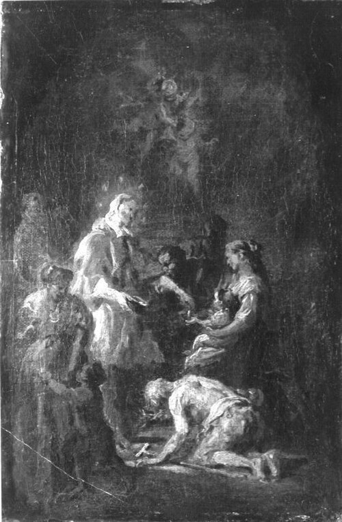Der hl. Nepomuk Almosen spendend, 1759, Martin Johann Schmidt