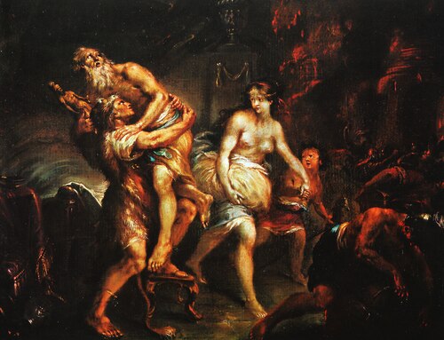 Aeneas Carrying Anchises out of the Burning Troy, , Martin Johann Schmidt