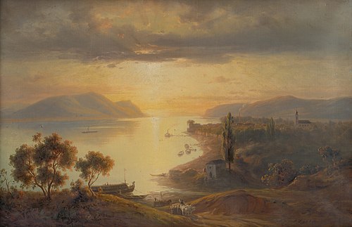 Morský záliv vo večernom slnci, 1850, Antal Ligeti