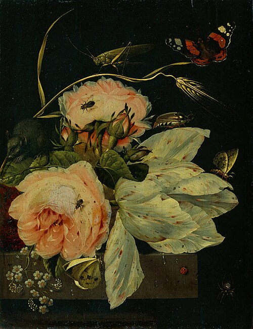 Flower piece with butterflies, 1667, Ottmar Elliger