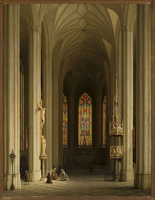 L'intérieur d'une église gothique., 1844, Max Emanuel Ainmiller