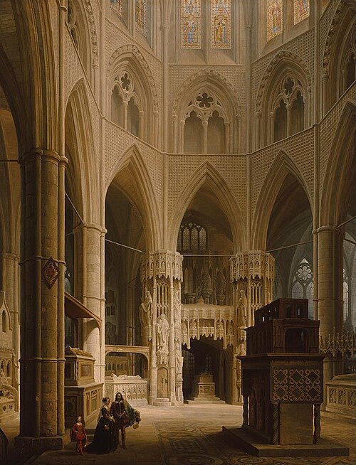 Der Chor der Westminster Abbey in London mit dem Grabmal Eduards des Bekenners, 1851, Max Emanuel Ainmiller