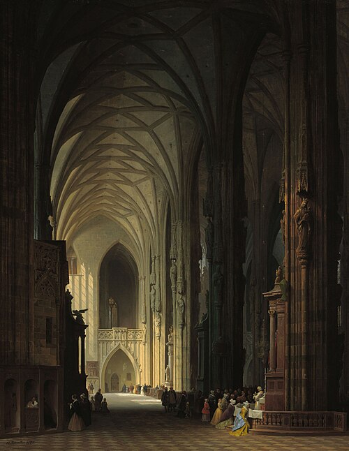 Das Innere der Stephanskirche in Wien, 1848, Max Emanuel Ainmiller