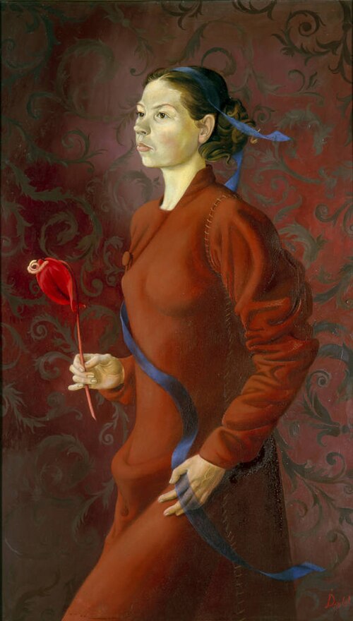 Young women in red robe (Margaret Leiteritz), 1936, Wilhelm Dodel
