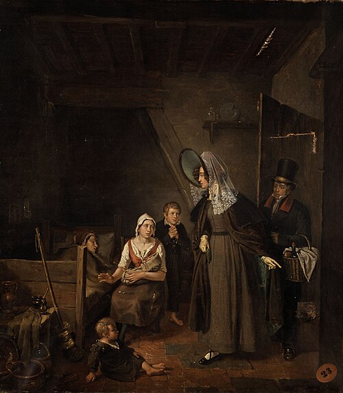 Une Visite de charité, 1840, Henri Joseph Dillens