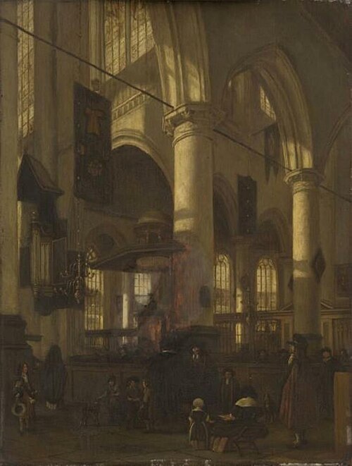 Interior of the Oude Kerk, Delft, 1696, Hendrik van Streek