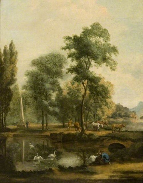 Landscape by a River, , Hendrik Frans van Lint
