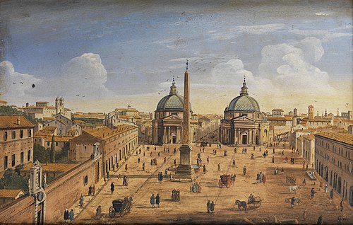 Piazza del Popolo in Rome, 1750, Hendrik Frans van Lint