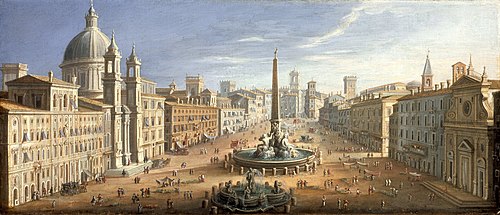 Vue de la Piazza Navona, Rome, 1730, Hendrik Frans van Lint
