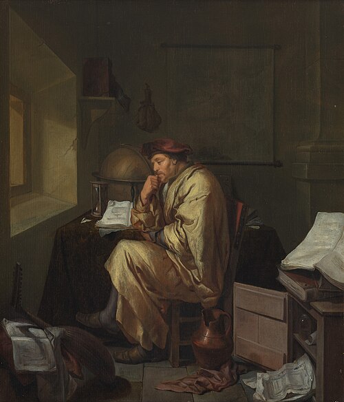 A scholar in his study, 1666, Hendrik Heerschop
