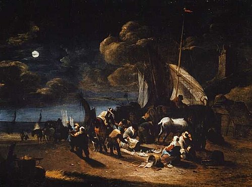 Vissers op het strand bij nacht, 1665, Hendrik Meijer