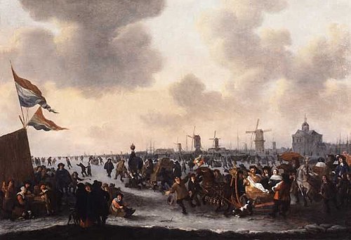 IJsvermaak op de Maas bij de Witte of Wester Nieuwehoofdpoort, 1689, Hendrik Meijer