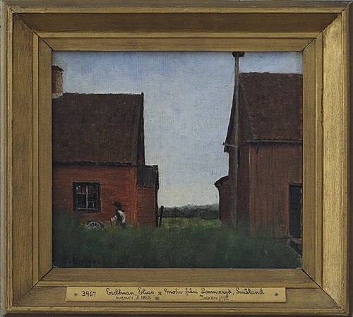 Scene from Lommaryd, Småland, 1882, Elias Erdtman