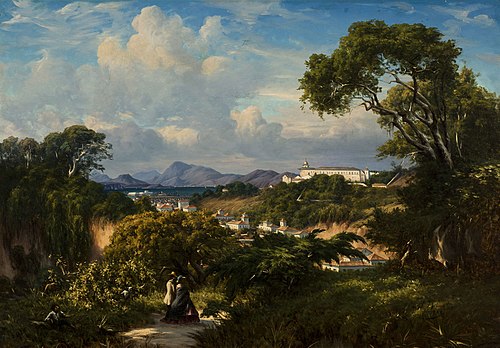 View of Santa Teresa Convent from the Heights of Paula Matos, 1863, Henri Nicolas Vinet