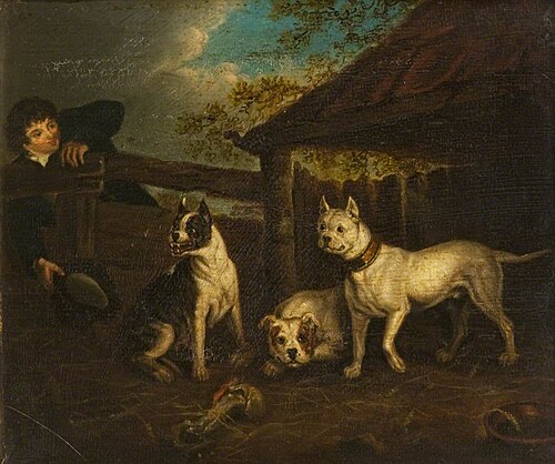 Boy with Three Bullmastiffs, 1834, Henry Bernard Chalon
