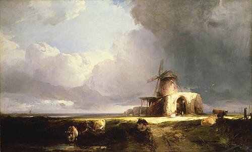Remains of St Benedict's Abbey on the Norfolk Marshes, Thunderstorm Clearing Off, 1847, Henry Bright