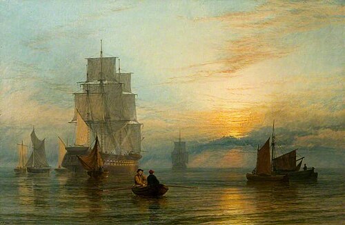 Shipping at Sunset, 1861, Henry Dawson