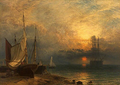 Waiting for the Tide, Sunset, 1866, Henry Dawson