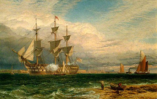 Sheerness, Guardship Saluting, 1875, Henry Dawson