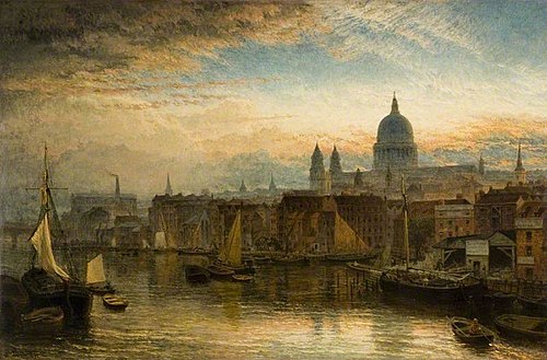 St Paul's from the River Thames, 1877, Henry Dawson