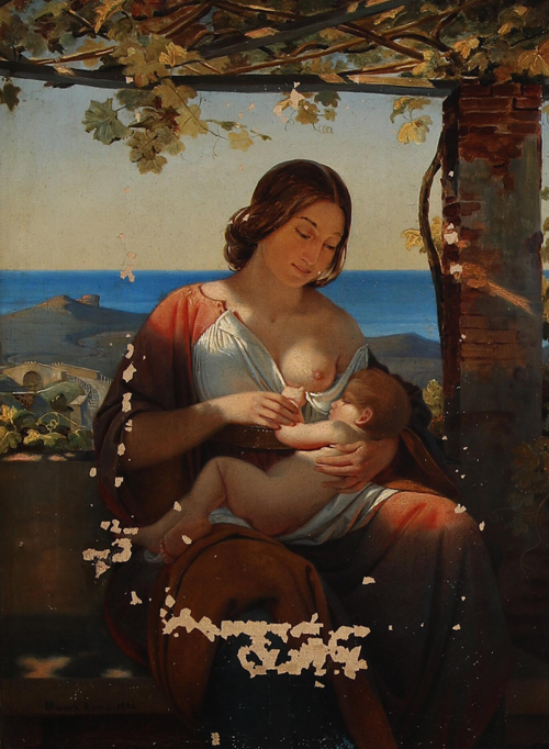 A mother breast-feeding her child., 1836, Ditlev Blunck