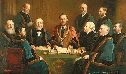 The First Mayor, Aldermen and Clerk of the Borough of Eastbourne (1883–1884), 1884, Henry Gales