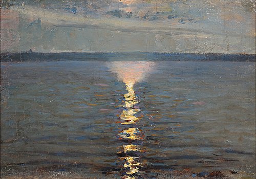 Solnedgång över hav, 1888, Axel Fahlcrantz