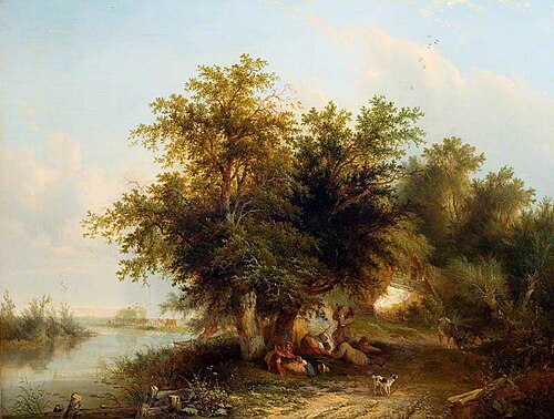 Landscape with Gypsies and Haymakers, , Henry John Boddington