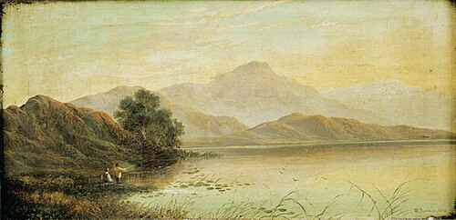 Lake Scene with Men Fishing, , Henry John Boddington