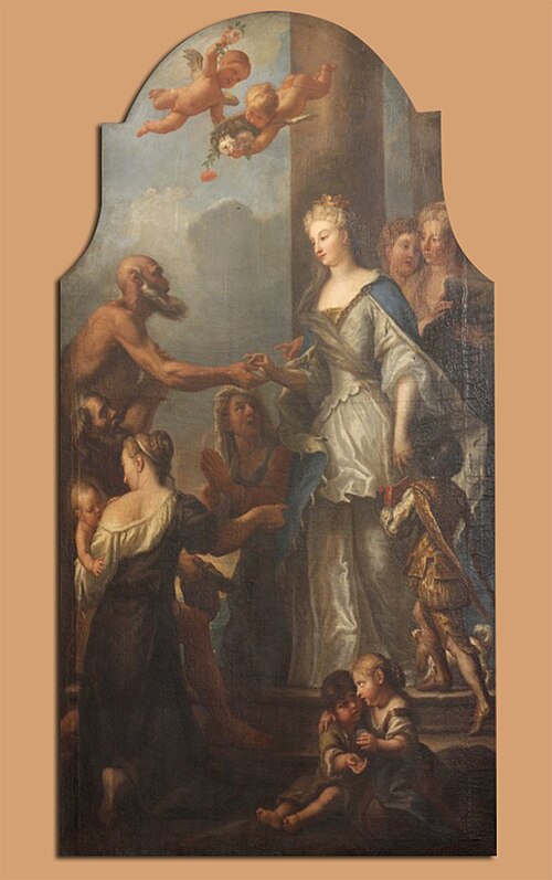 Sv. Elizabeta Ogrska deli miloščino ubogim, 1716, Anthoni Schoonjans